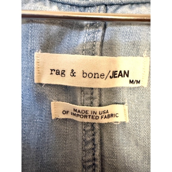 Rag & Bone V-Neck Tank Top Chambray Denim Split Back Raw Hem Medium Made in USA - Picture 3 of 6